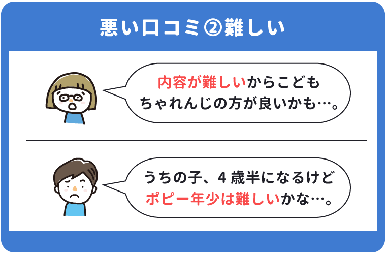 ポピー年少の悪い口コミ「難しい」