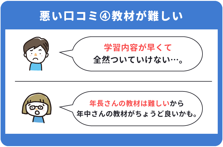 こどもちゃれんじ年中の悪い口コミ「教材が難しい」