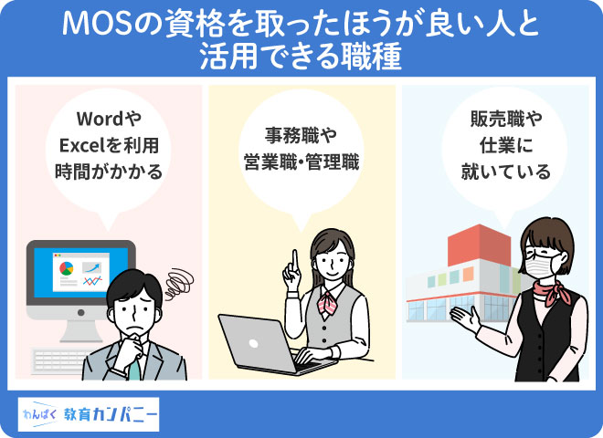 MOSの資格を取ったほうが良い人と活用できる職種